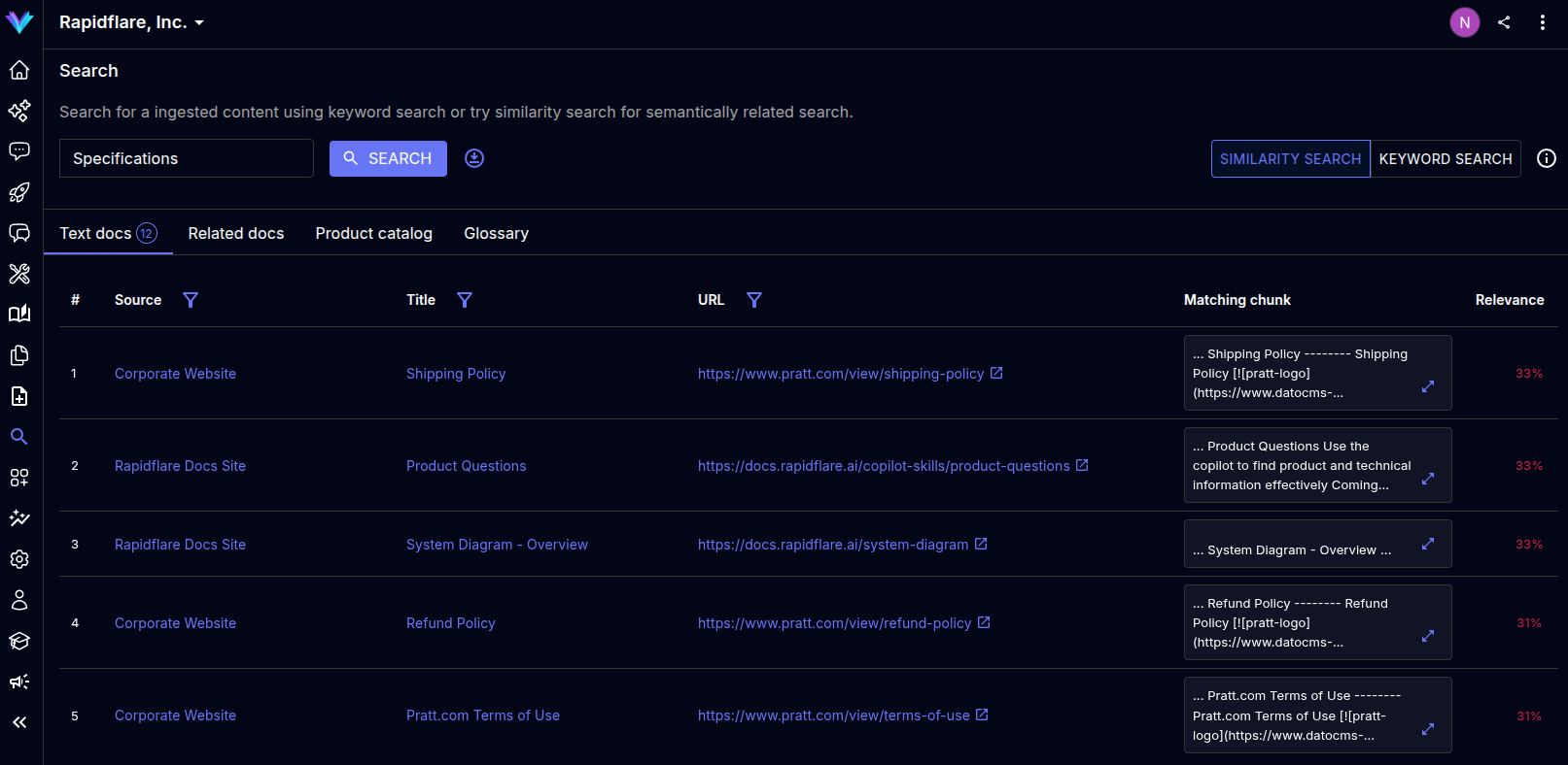 Search page