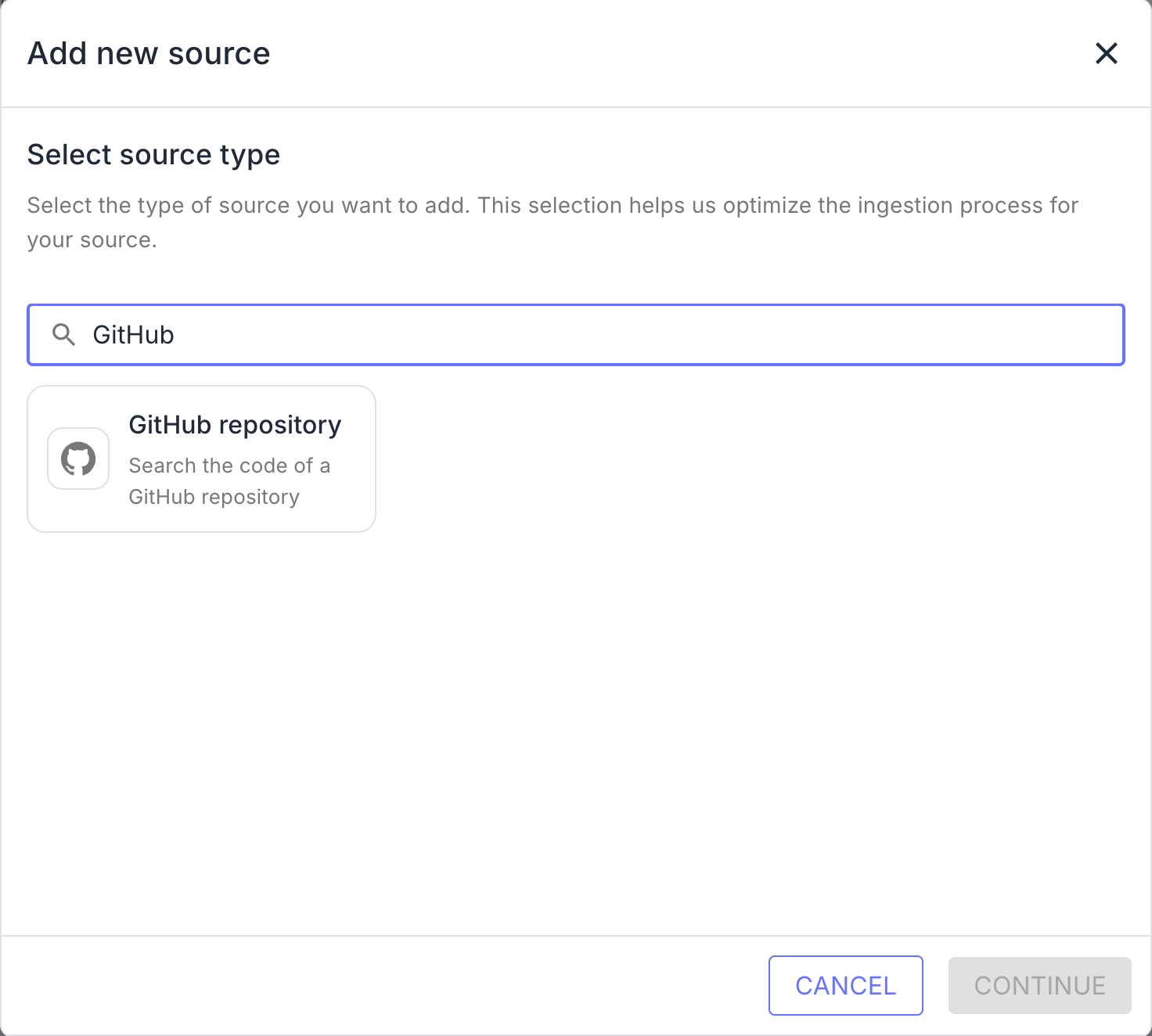 Choosing GitHub repository as the source type